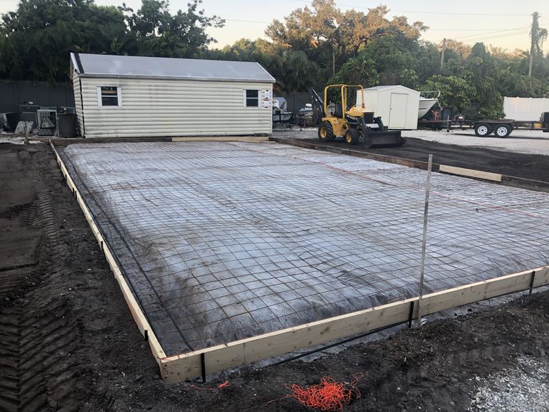 Reinforced backyard slab forms with rebar grid